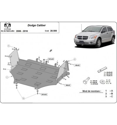 Cubre carter metalico Dodge Caliber (Desde 2006 hasta 2016)