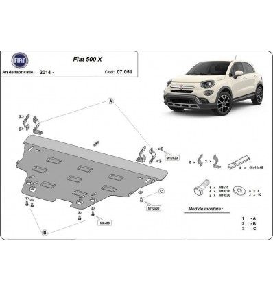 Cubre carter metalico Fiat 500x (Desde 2014 hasta 2022)