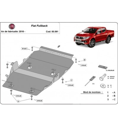 Cubre carter metalico Fiat Fullback (Desde 2016 hasta 2022)