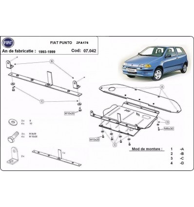 Cubre carter metalico Fiat Punto (Desde 1993 hasta 1999)