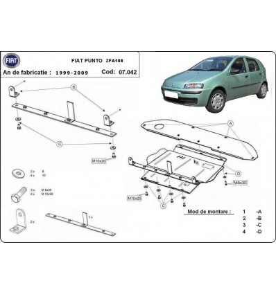 Cubre carter metalico Fiat Punto (Desde 1999 hasta 2009)