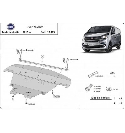 Cubre carter metalico Fiat Talento (Desde 2016 hasta 2022)