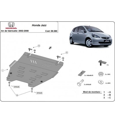 Cubre carter metalico Honda Jazz (Desde 2002 hasta 2008)