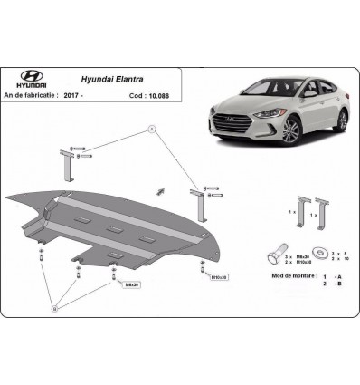 Cubre carter metalico Hyundai Elantra (Desde 2016 hasta 2020)