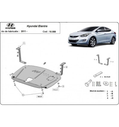 Cubre carter metalico Hyundai Elantra 2 (Desde 2011 hasta 2016)