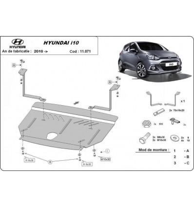 Cubre carter metalico Hyundai i10 (Desde 2012 hasta 2017)