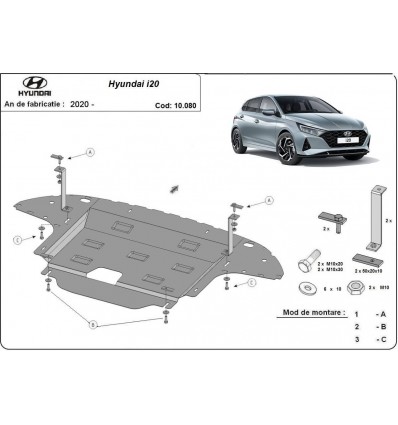 Cubre carter metalico Hyundai i20 (Desde 2020 hasta 2022)