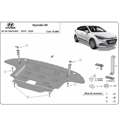 Cubre carter metalico Hyundai i20 (Desde 2015 hasta 2020)