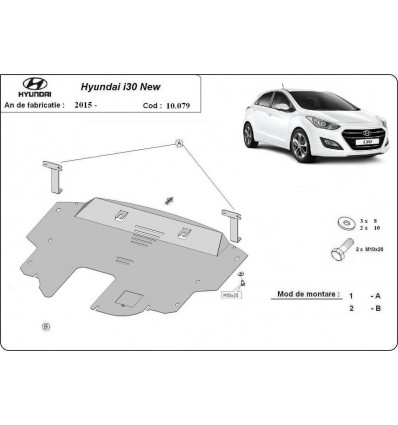 Cubre carter metalico Hyundai I30 (Desde 2015 hasta 2016)