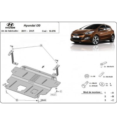 Cubre carter metalico Hyundai i30 (Desde 2011 hasta 2014)