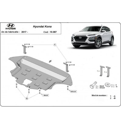 Cubre carter metalico Hyundai Kona (Desde 2017 hasta 2020)