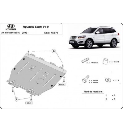 Cubre carter metalico Hyundai Santa Fe (Desde 2006 hasta 2011)