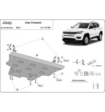 Cubre carter metalico Jeep Compass (Desde 2017 hasta 2022)