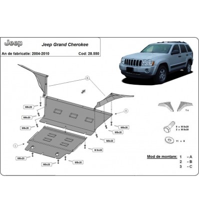 Cubre carter metalico Jeep Grand Cherokee (Desde 2004 hasta 2010)