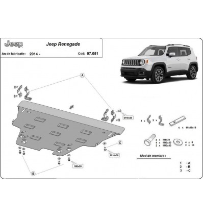 Cubre carter metalico Jeep Renegade (Desde 2014 hasta 2022)