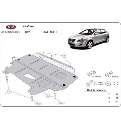 Cubre carter metalico Kia Ceed (Desde 2007 hasta 2011)