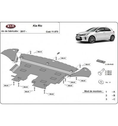 Cubre carter metalico Kia Rio 4 (Desde 2017 hasta 2022)