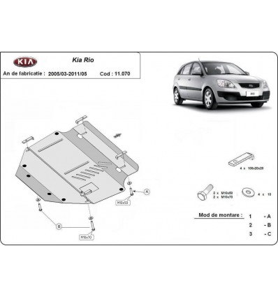 Cubre carter metalico Kia Rio 2 (Desde 2005 hasta 2011)