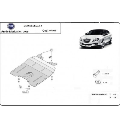 Cubre carter metalico Lancia Delta 3 (Desde 2008 hasta 2014)