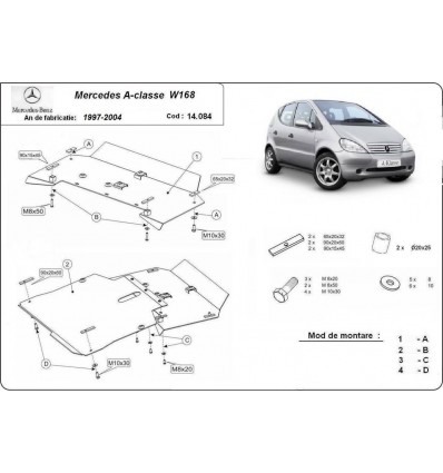 Cubre carter metalico Mercedes Clase A W168 (Desde 1997 hasta 2004)