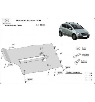 Cubre carter metalico Mercedes Clase A (Desde 2004 hasta 2012)