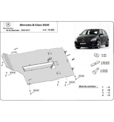 Cubre carter metalico Mercedes Clase B (Desde 2005 hasta 2011)