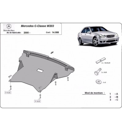 Cubre carter metalico Mercedes Clase C W203 (Desde 2000 hasta 2007)