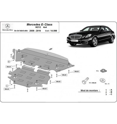 Cubre carter metalico Mercedes Clase E W212 - 4x4 (Desde 2009 hasta 2016)