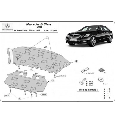 Cubre carter metalico Mercedes Clase E W212 (Desde 2009 hasta 2016)