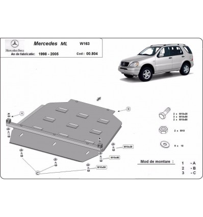 Protección del caja de cambios Mercedes ML W163 (Desde 1998 hasta 2005)