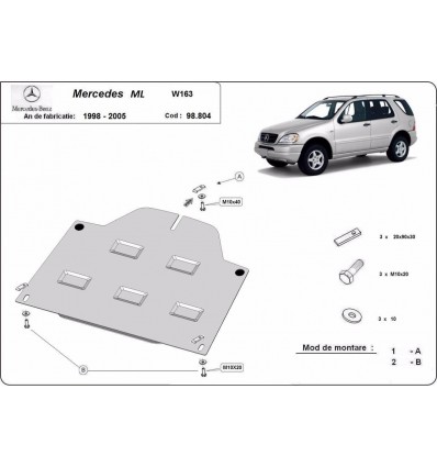 Protección del diferencial trasero Mercedes ML W163 (Desde 1998 hasta 2005)