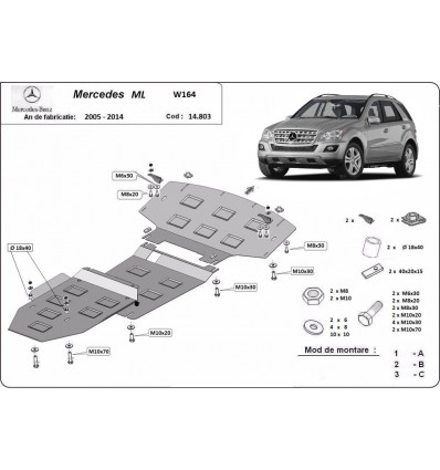 Cubre carter metalico Mercedes ML W164 (Desde 2005 hasta 2011)