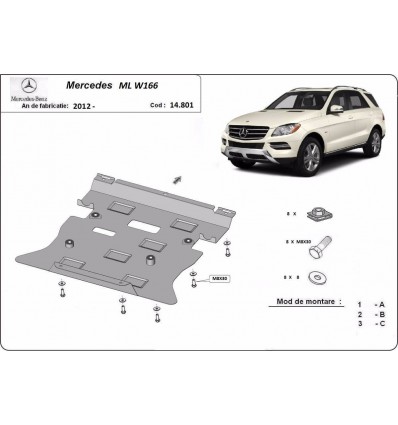 Cubre carter metalico Mercedes ML W166 (Desde 2011 hasta 2019)