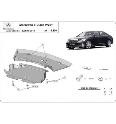 Cubre carter metalico Mercedes Clase S W221 (Desde 2005 hasta 2013)