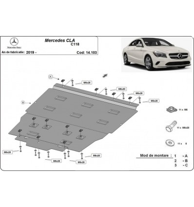 Cubre carter metalico Mercedes CLA C118 (Desde 2018 hasta 2022)