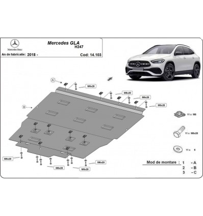 Cubre carter metalico Mercedes GLA H247 (Desde 2018 hasta 2022)