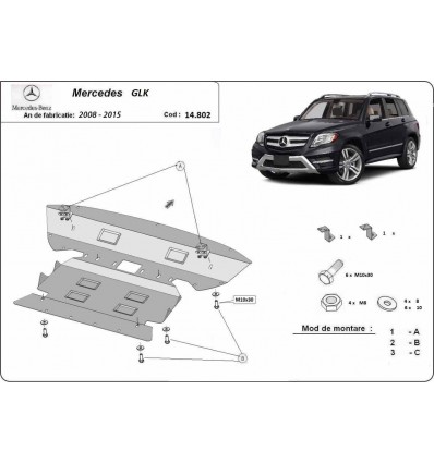 Cubre carter metalico Mercedes GLK X204 (Desde 2008 hasta 2015)