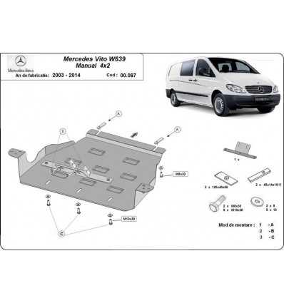 Protección del caja de cambios Mercedes Vito W639 - 2.2 D 4x2 (Desde 2003 hasta 2014)