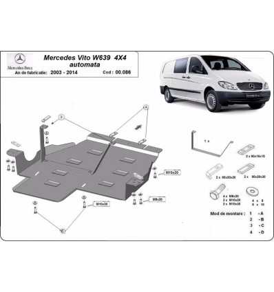 Protección del caja de cambios Mercedes Vito W639 - 4x4 - caja de cambios automática (Desde 2003 hasta 2014)