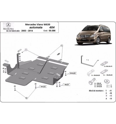 Protección del caja de cambios Mercedes Viano W639 - 4x4 - caja de cambios automática (Desde 2003 hasta 2014)