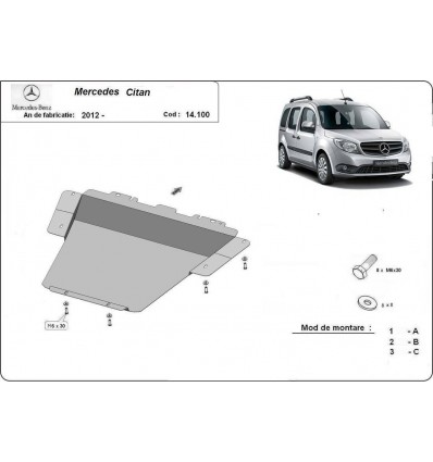 Cubre carter metalico Mercedes Citan (Desde 2012 hasta 2021)