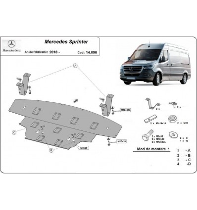 Cubre carter metalico Mercedes Sprinter-RWD (Desde 2018 hasta 2022)