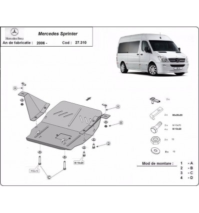 Cubre carter metalico Mercedes Sprinter (Desde 2006 hasta 2018)