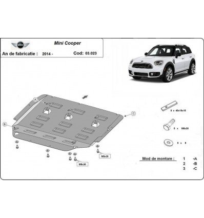 Cubre carter metalico Mini Cooper (Desde 2014 hasta 2022)