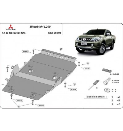 Cubre carter metalico Mitsubishi L200 (Desde 2015 hasta 2022)