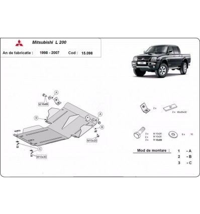 Cubre carter metalico Mitsubishi L200 (Desde 1998 hasta 2007)