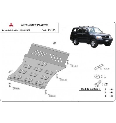 Cubre carter metalico Mitsubishi Montero 3 (V60, V70) Vers 2.0 (Desde 1999 hasta 2007)