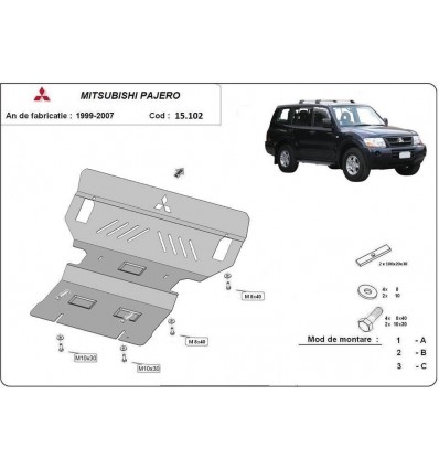 Cubre carter metalico Mitsubishi Montero 3 (V60, V70) (Desde 1999 hasta 2007)